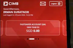 Seorang penolong logistik, Encik Irman Suratnor, mendapati dua akaun simpanannya mempunyai baki sifar apabila beliau menyemak aplikasi bank itu sekitar 2.30 petang 29 Jun.
