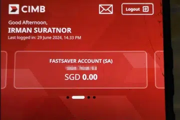 Seorang penolong logistik, Encik Irman Suratnor, mendapati dua akaun simpanannya mempunyai baki sifar apabila beliau menyemak aplikasi bank itu sekitar 2.30 petang 29 Jun.
