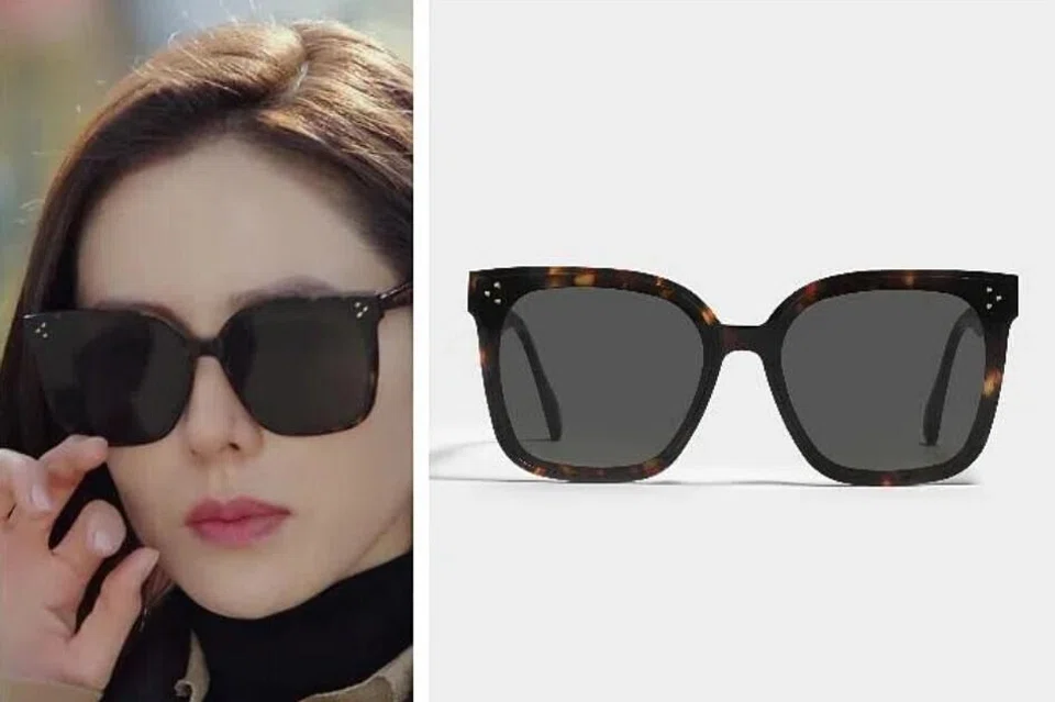 Son Ye-jin tampil dengan penuh keyakinan dengan memakai versi bingkai segi empat besar berwarna kulit kura-kura daripada Gentle Monster.