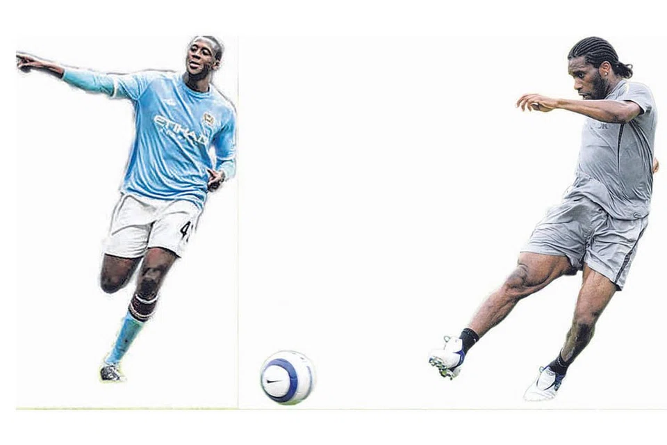 YAYA TOURE ( Ivory Coast) (kiri) dan JAY-JAY OKOCHA (Nigeria)(kanan)