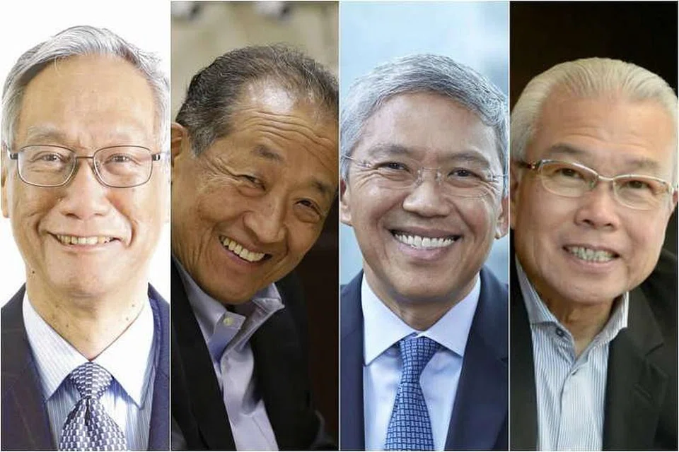 PELANTIKAN NEGARA: Empat anggota baru Majlis Penasihat Presiden (dari kiri): Encik Lim Chee Onn, Encik Stephen Lee Ching Yen, Encik Bahren Shaari dan Encik Chua Thian Poh. - Foto NTU, ST FILE, BANK OF SINGAPORE, THE STRAITS TIMES 
