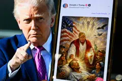 Kontroversi, Trump, imej AI, Donald Trump, Paus Leo XIV, imej AI Trump, kontroversi agama, perang Iran, pengundi Katolik Amerika, Truth Social, krisis politik AS.