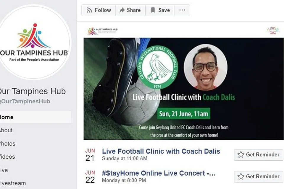 AKTIVITI MENARIK: OTH akan mengadakan Klinik Bola Sepak bersama 'Coach Dalis' pada 11 pagi Ahad ini, yang akan ditayangkan secara langsung di Facebook mereka. Ini diikuti dengan Konsert Duduk Di Rumah Dalam Talian bersama Charles "Stitch FM" Wong, pemenang ke-4 adubakat Singapore Idol, yang akan berlangsung pada 8 malam, Isnin ini (22 Jun).