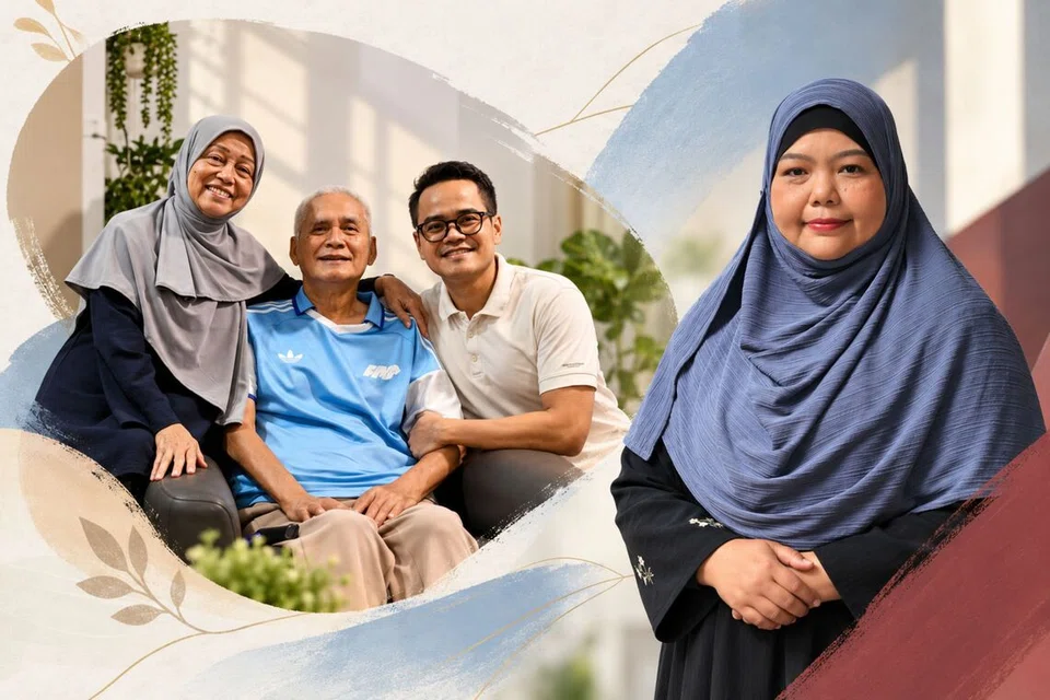 Penulis terkesan dengan laporan Berita Minggu mengenai kisah Encik Muhammad Iqbal Rashid (dua dari kanan), dan Cik Nurni Kamin (kanan), yang berbakti menjaga orang tua mereka. Turut dalam gambar ialah ibu bapa Encik Muhammad Iqbal, Encik Rashid Samad, 72 tahun (dua dari kiri), dan Cik Juliah Juraimi, 71 tahun (kiri).