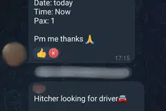 Penumpang boleh melayari kumpulan ‘chat’ Telegram untuk mendapatkan khidmat pengangkutan tidak berlesen. 