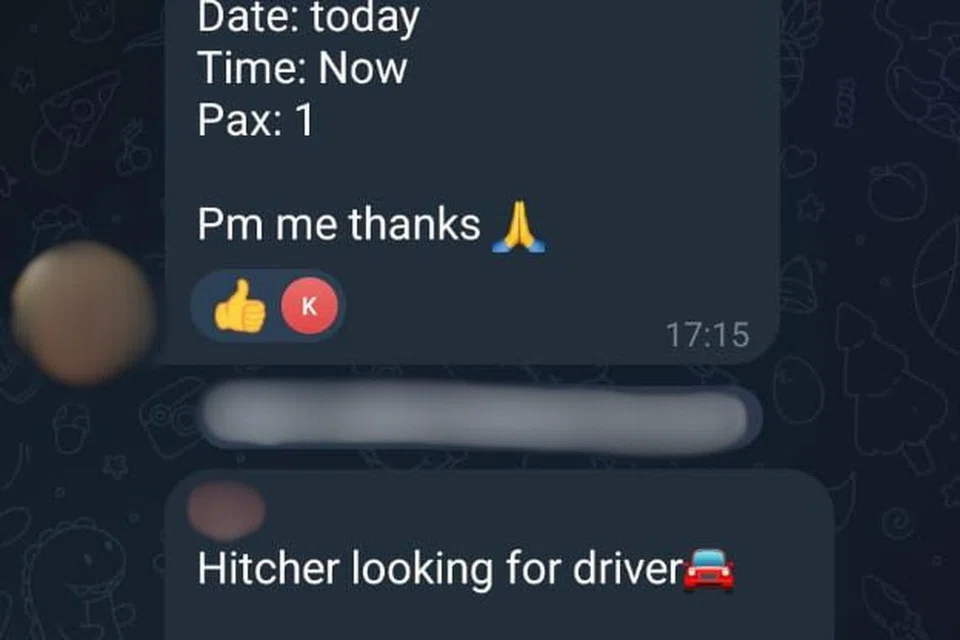 Penumpang boleh melayari kumpulan ‘chat’ Telegram untuk mendapatkan khidmat pengangkutan tidak berlesen. 