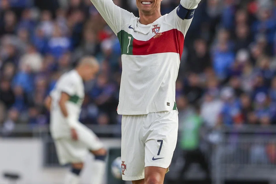 BERAKSI DI ARAB SAUDI: Cristiano Ronaldo kini bermain di Liga Profesional Saudi.