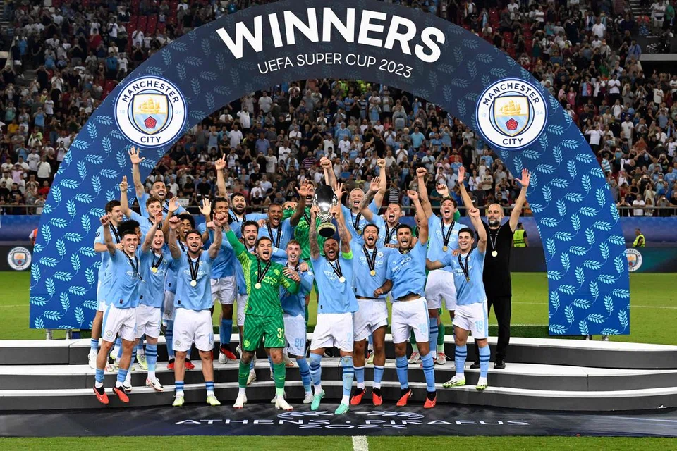 JUARA: Manchester City memenangi Piala Super Uefa 2023 selepas tundukkan Sevilla di Athens, Greece. 
