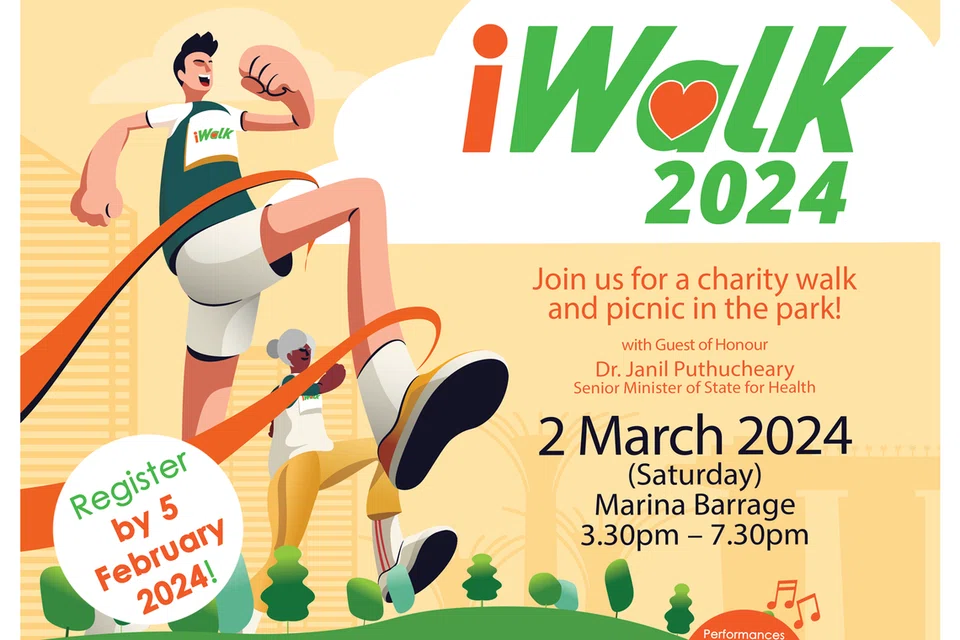Acara amal iWalk 2024 anjuran Hospital Masyarakat SingHealth (SCH) ini antara lain bertujuan mengumpul dana untuk menyokong pesakit kurang bernasib baik serta keluarga dan/atau penjaga mereka yang memerlukan.