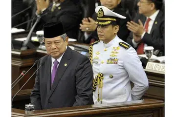 PIDATO KENEGARAAN: Presiden Susilo Bambang Yudhoyono memberi ucapan terakhir di Parlimen semalam. - Foto AFP