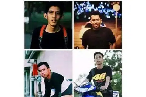 RAKAN BAIK SEJAK KECIL: (Dari atas, kiri, ikut putaran jam) Encik Nik Shakir, Encik Muhammad Asyraf, Encik Abu Izzani dan Encik Luqman dilaporkan hilang sejak lapan hari lalu. - Foto THE STAR