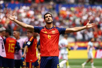 Bintang Sepanyol, Mikel Merino, meraikan jaringannya ketika menentang Belgium dalam suku akhir Piala Dunia 2026.