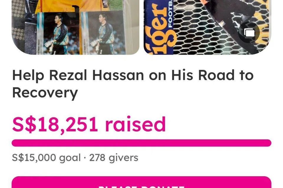 Setakat 4.30 petang pada 20 April, dana yang terkumpul buat bekas penjaga gol negara, Rezal Hassan, telah melebihi $18,000 dalam laman web, give.asia.