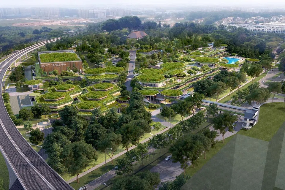 TARIKAN TERSENDIRI: Lakaran artis Bukit Canberra yang akan memaparkan kemudahan seperti kolam renang dan sebuah pusat penjaja. - Foto HAB MASYARAKAT DAN SUKAN SEMBAWANG