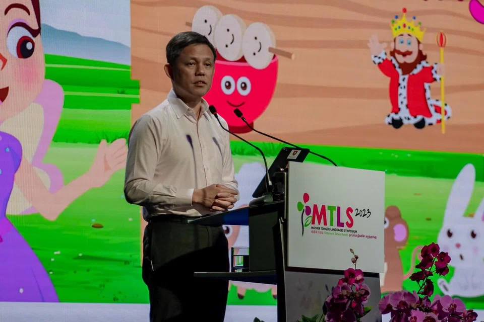 ENCIK CHAN CHUN SING: Umumkan Kurikulum Bahasa Ibunda Sekolah Rendah 2024 semasa menyampaikan ucapan di Simposium Bahasa Ibunda (MTLS) ke-12 yang diadakan di Pusat Konvensyen Suntec City pada Sabtu.
