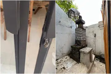 DIBIAR TERBUKA: Pintu masuk yang dikatakan Encik Redha Indra digunakan perompak untuk memasuki vila empat bilik bagi beliau sekeluarga semasa bercuti di Canggu, Bali.