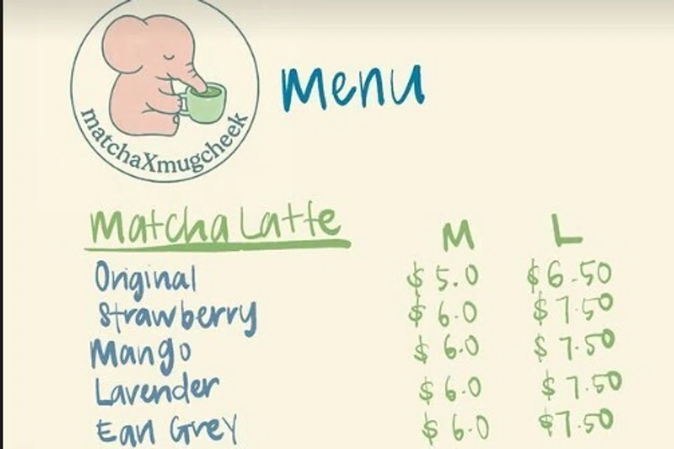 Antara perisa dan harga yang ditawarkan oleh peniagaan dari rumah (HBB) Matchamugcheek yang terletak di daerah Jurong West.