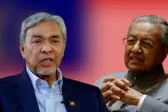 Mantan Perdana Menteri Malaysia, Tun Dr Mahathir Mohamad (kanan), selaku plaintif, menarik balik saman yang difailkan terhadap Timbalan Perdana Menteri Malaysia, Datuk Seri Dr Ahmad Zahid Hamidi (kiri), atas dakwaan mengeluarkan kenyataan berbaur fitnah berhubung isu ‘kutty’, tanpa kebebasan memfailkan semula.