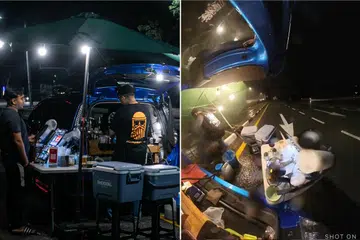 DITIUP ANGIN: Payung ‘kafe jalanan’ milik Encik Zulkhairi Kasim di Pulau Pinang tumbang apabila ditiup angin kencang sewaktu dibayangi hujan lebat pada 11 Disember.