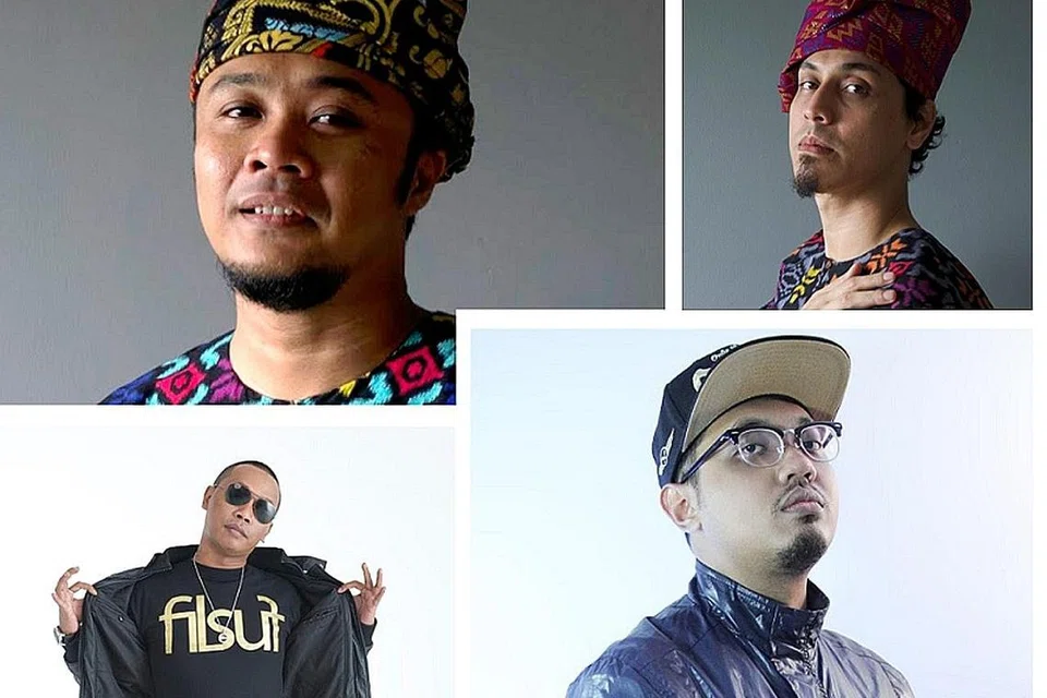 BAKAL BERENTAP: Dari kiri atas (ikut putaran jam), Maman dan Mamat akan mengetuai sesi pantun dan kata-kata memikat sementara Flique dan Daly filsuf akan berentap dalam rap. - Foto FESTIVAL PENULIS SINGAPURA