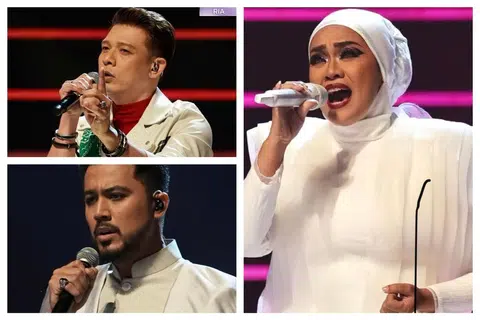 YANG TERBAIK: Liza Hanim (kanan) membuktikan prestasi konsisten beliau dikekalkan saban minggu dan kini juara konsert minggu kelima. Hady Mirza (di atas, kiri) berada di tangga kesembilan manakala Aliff Aziz pula di tangga kelima.