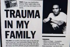Muka hadapan akhbar, ‘The New Paper’ pada 26 Oktober 1989 yang membuat liputan mengenai Ibrahim Sihat serta ujian air kencingnya yang positif bahan perangsang atau ‘stimulant’ selepas Sukan SEA Malaysia 1989.