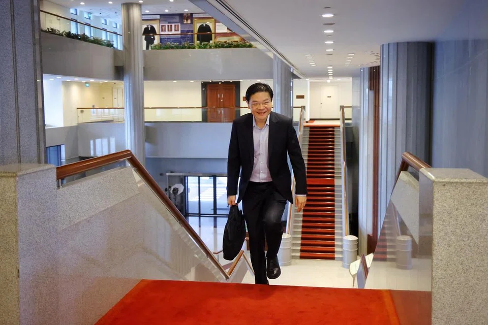 Perdana Menteri, Encik Lawrence Wong, tiba di Bangunan Parlimen, bagi menyampaikan ucapan Belanjawan pada 18 Februari.