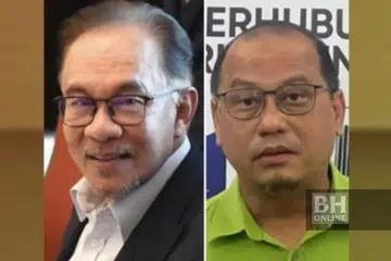 TUNTUT MOHON MAAF: Datuk Seri Anwar Ibrahim (kiri) memberi tempoh lima hari kepada Ahli Parlimen Kuala Terengganu, Datuk Ahmad Amzad Hashim (kanan) dalam satu lagi surat tuntutan maaf berhubung dakwaan beliau menerima RM15 juta bagi khidmatnya sebagai penasihat ekonomi kerajaan Selangor. - Foto BERITA HARIAN MALAYSIA