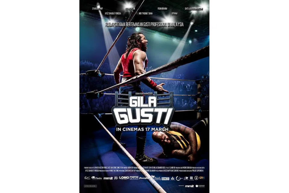 INGIN TANGKIS PANDANGAN NEGATIF: 'Gila Gusti' adalah filem yang memperkenalkan arena gusti profesional di Malaysia yang sering disalah anggap dan kadangkala diremehkan orang yang menganggapnya mencerminkan budaya barat. - Foto QUIN MEDIA/APAC WRESTLING 