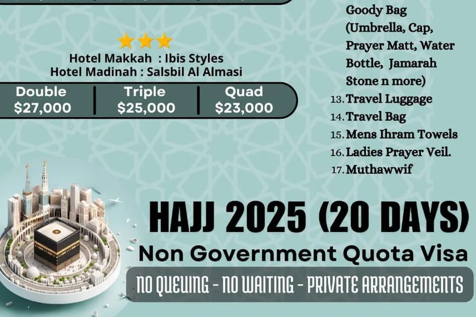 Pakej haji ‘VIP’ dengan bayaran $37,000 menjanjikan penginapan hotel mewah selama 20 hari di Makkah dan Madinah telah mula diiklankan dan tersebar di WhatsApp.