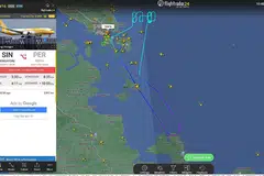 ANCAMAN BOM: Pesawat Scoot ke Perth buat pusingan sebelum kembali ke Singapura ekoran ancaman bom. - Foto Flightradar24