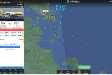 ANCAMAN BOM: Pesawat Scoot ke Perth buat pusingan sebelum kembali ke Singapura ekoran ancaman bom. - Foto Flightradar24