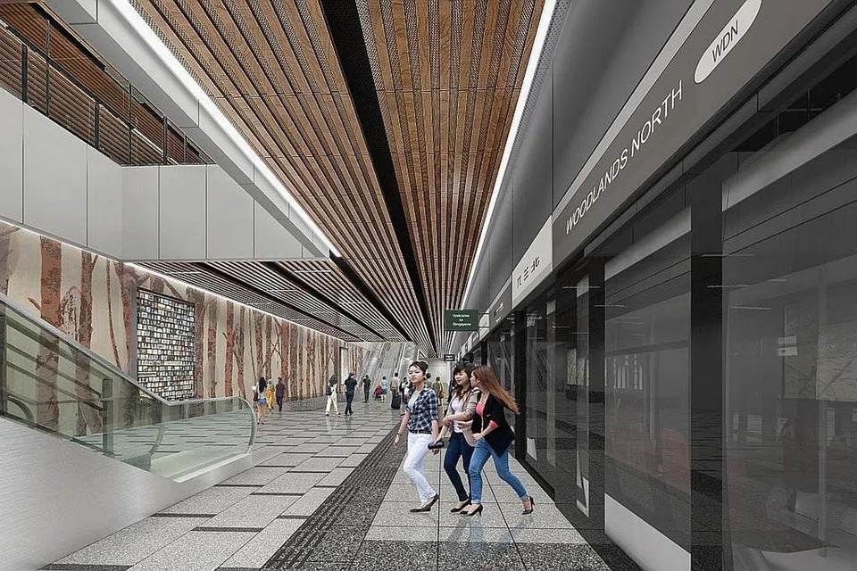 BAKAL DIBINA: Lakaran artis menunjukkan platform stesen Woodlands North. - Foto LTA