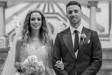 Diogo Jota (kiri) bersama isterinya Rute Cardoso ketika melangsung perkahwinan dua minggu lalu.