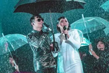 GANDINGAN SERASI: Hael Husaini (kiri) sekali lagi membawa pulang gelaran juara Anugerah Juara Lagu (AJL) menerusi 'Haram' yang didendangkan bersama Dayang Nurfaizah. - Foto LAMAN TV3