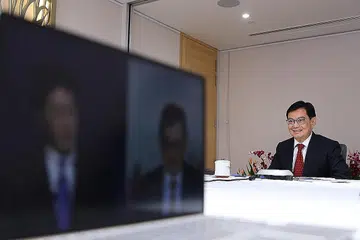 PERLU SIAP SEDIA SECARA MENTAL: Encik Heng Swee Keat semasa berucap di Persidangan Nikkei semalam, mengingatkan adanya jurang dalam pertahanan di negara-negara boleh menyebabkan wabak Covid-19 menjadi lebih teruk dari sebelumnya. - Foto PMO
