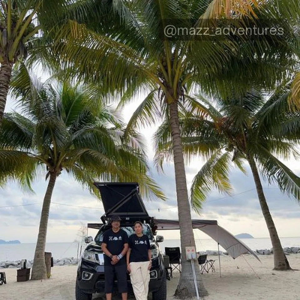 Cik Mazlina Abu Bakar dan suaminya, Encik Johan Nadzrin, berkhemah di Caribbean Campsite, Kedah pada Julai 2023.