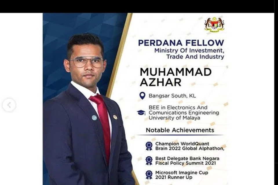KELULUSAN PALSU: Encik Azhar berjaya memperdaya ketua pejabat keselamatan pemerintah Malaysia untuk menempah tempat dalam program fellowship belia ulungnya.