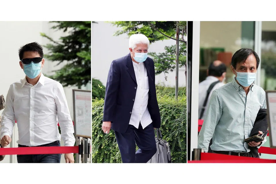 MAKAN RASUAH: (Dari kiri) James Yeo Siew Liang, Abdul Aziz Mohamed Hanib dan Benjamin Chow Tuck Keong telah disabitkan kesalahan pada April lalu. - Foto-foto BH oleh KELVIN CHNG