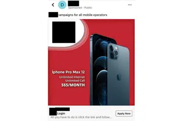 IKLAN PALSU: Tangkap layar sebuah iklan bank palsu yang dimuat naik di Facebook. - Foto SPF
