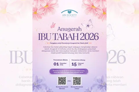 Persatuan Ain kini membuka pencalonan bagi Anugerah Ibu Tabah 2026