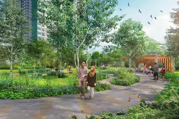 TAMAN TERAPEUTIK: Lakaran artis bagi Taman Semula Jadi Ghim Moh yang akan menjadi sebahagian daripada rancangan peningkatan Queenstown di bawah program Membentuk Semula Estet (ROH) HDB. 