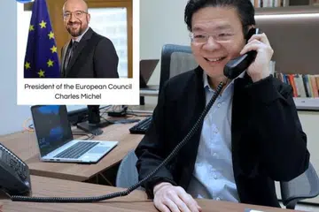 Encik Wong berkata kededua beliau dan Encik Michel bertukar pandangan tentang pembangunan serantau dan sejagat, dan memperkukuh kekuatan kerjasama Kesatuan Eropah (EU) dengan Singapura.