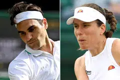 TARIK DIRI: Roger Federer (kiri) dan Johanna Konta telah menarik diri dari Sukan Olimpik Tokyo. - Foto-foto EPA-EFE, REUTERS
