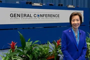 Menteri Kemampanan dan Sekitaran, Cik Grace Fu, menyampaikan kenyataan Singapura di Persidangan Agung Agensi Tenaga Atom Antarabangsa (IAEA) ke-70, yang diadakan di Vienna, Austria pada 14 September.