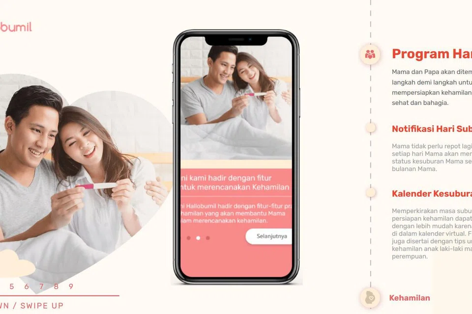 Aplikasi, ‘Hellobumil’, membantu pasangan bakal ibu dan bapa mendapatkan anak dengan menawarkan beberapa program seperti, Program Hamil dan Program Pascamelahirkan.