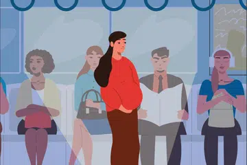 TERPAKSA BERDIRI: Meskipun mungkin sukar dipercayai, ramai wanita hamil berkongsi pengalaman tidak diberi tempat duduk oleh penumpang lain ketika dalam kereta api atau pengangkutan awam.