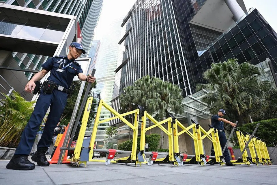 Las barreras de vehículos móviles se ubicarán en varios lugares alrededor de Padang y Marina Bay.