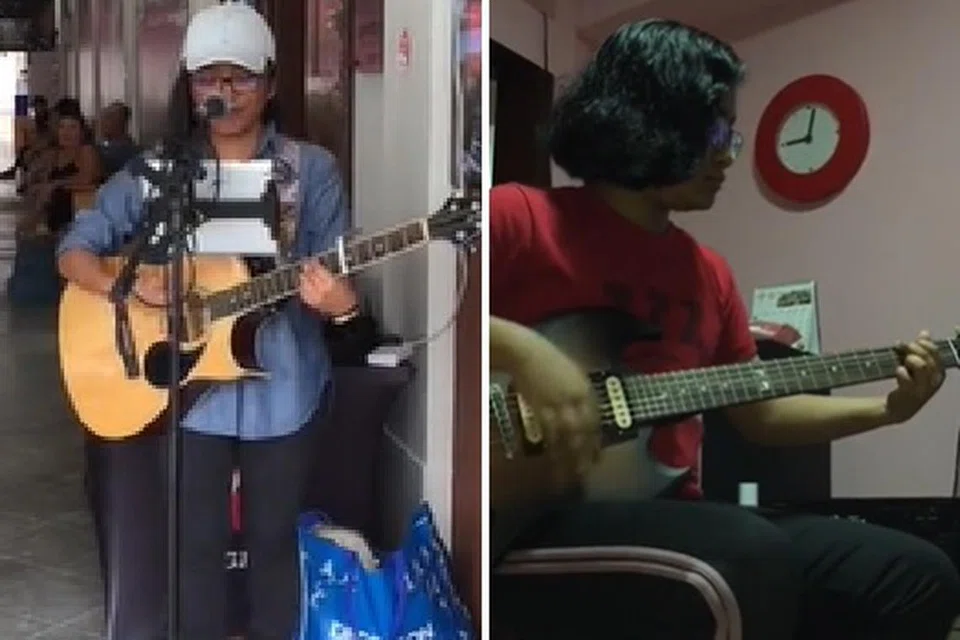 Cik Nuruljannah kelihatan membuat persembahan di Campers’ Corner di Bukit Timah (kiri) dan bermain gitar di rumahnya (kanan) dalam video-video dirakam pada 2017, dua tahun sebelum ditimpa kemalangan.