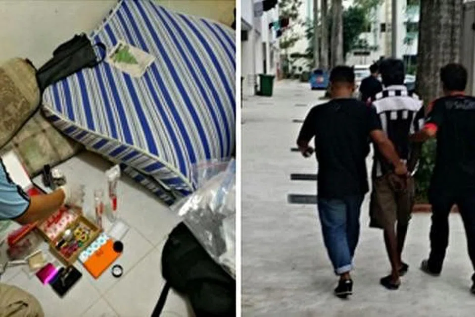 JALANKAN OPERASI: Pegawai CNB menjalankan serbuan dan berjaya merampas sejumlah dadah serta memberkas 81 orang yang disyaki penagih dan pengedar dadah. - Foto-foto CNB